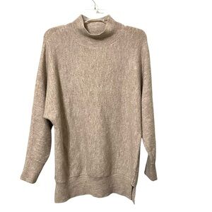 Magaschoni Oatmeal Mock Neck Long Sweater Size Large
